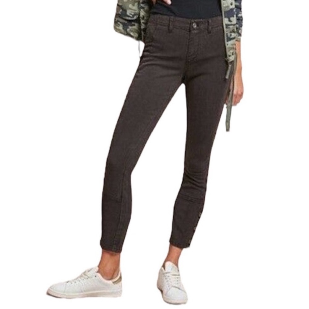 Anthropologie Utility Ankle Pants Lightweight Textured Black Gray Size 30